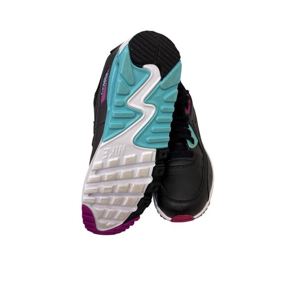 Nike Shoes Air Max 90 Black Leather 'South Beach' Sneakers Size Youth 5.5 - Picture 3 of 4